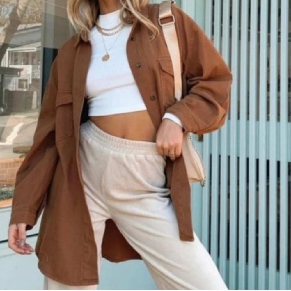 Princess Polly Neve Top Brown Over Shirt Button Down Top